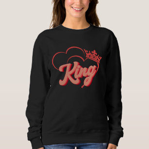 Cute Red Heart King Queen Valentines Day Matching  Sweatshirt