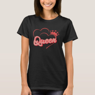Cute Red Heart King Queen Valentines Day Matching  T-Shirt