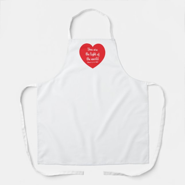 Cute Red Heart Light of the World White Apron (Front)