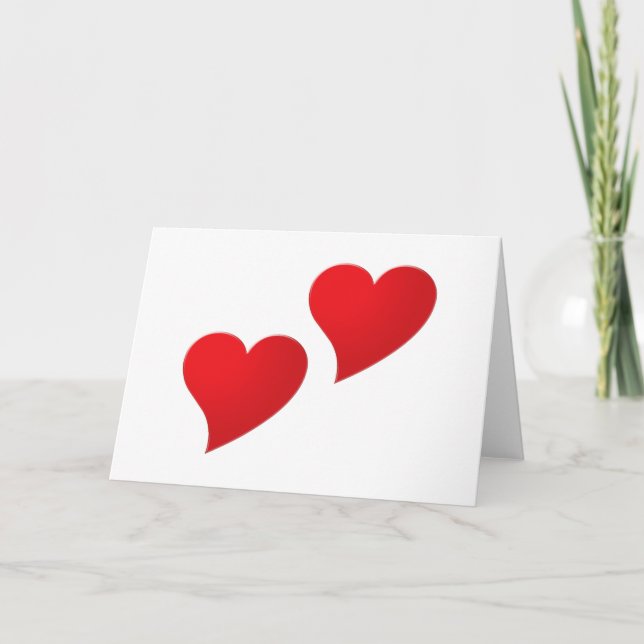 Cute red heart love couple minimalist elegant card (Front)