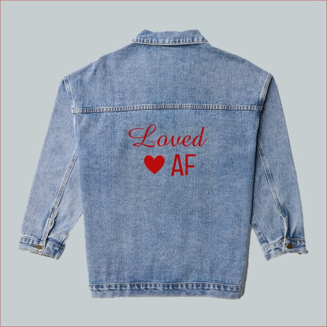Cute Red Heart Loved AF Denim Jacket (Creator Uploaded)
