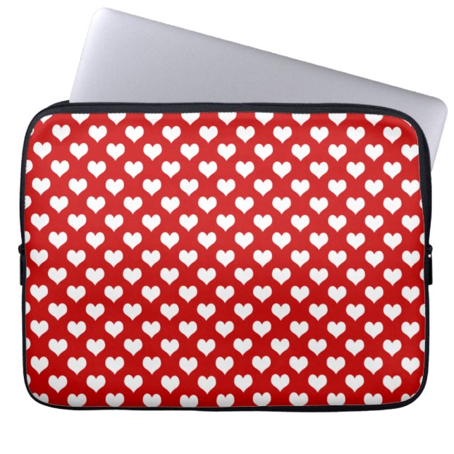 Cute Red Heart Pattern – Romantic Love Background  Laptop Sleeve (Front)