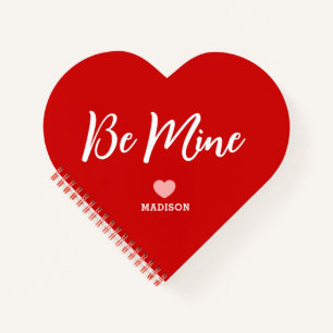 Cute Red Heart Shaped Valentines Day Personalized Notebook