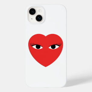 Cute Red Heart with Eyes on white iPhone Case