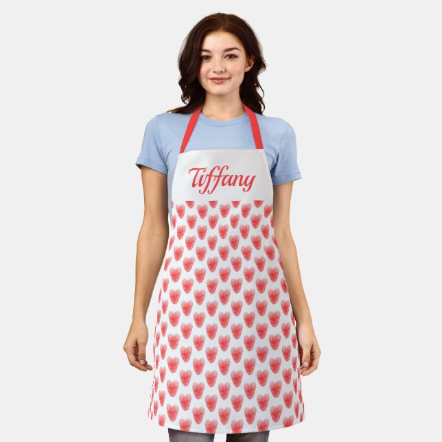 Cute Red Hearts Apron (Worn)