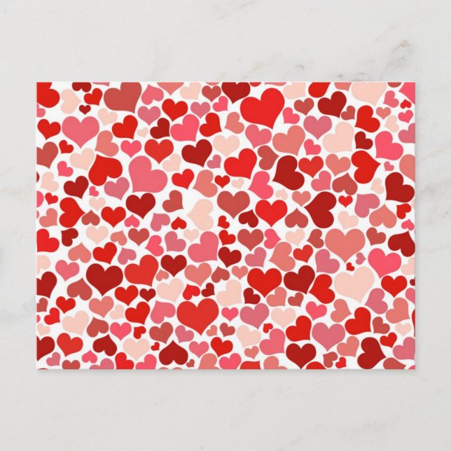 Cute Red Hearts Background Postcard (Front)