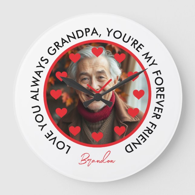 Cute Red Hearts Clock Love Grandparents Photo (Front)