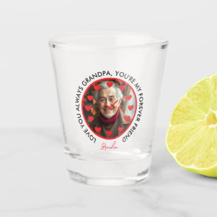 Cute Red Hearts Clock Love Grandparents Photo Shot Glass