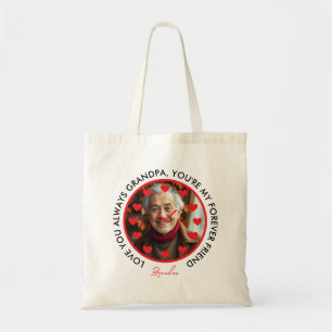 Cute Red Hearts Clock Love Grandparents Photo Tote Bag