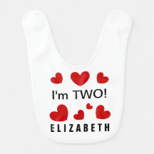 Cute Red Hearts Custom Name 2 Year Old A02