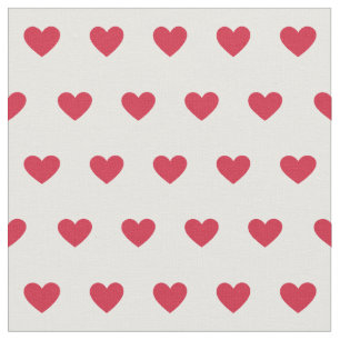 Cute Red Hearts Dot Pattern on White Fabric