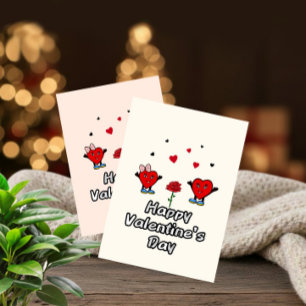 Cute red hearts holiday card