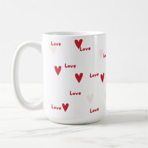Cute Red Hearts & 'Love' Pattern Mug