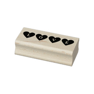 Cute Red Hearts Love Rubber Stamp