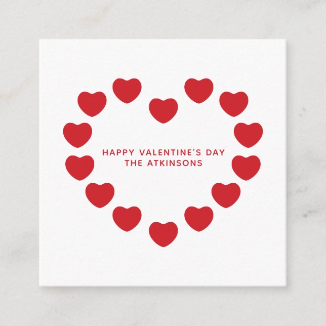 Cute red hearts modern custom Valentine's Day Enclosure Card (Front)