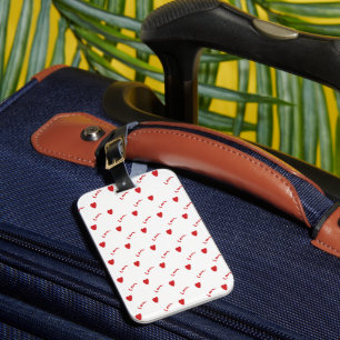 Cute Red Hearts on White Background Valentine Luggage Tag