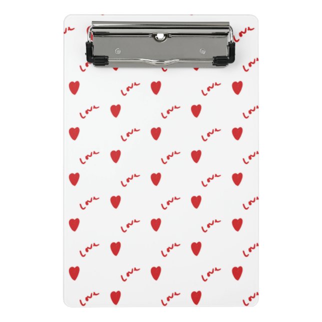 Cute Red Hearts on White Background | Valentine Mini Clipboard (Front)