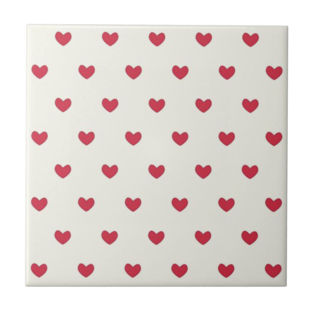 Cute Red Hearts Pattern Ceramic Tile (Front)
