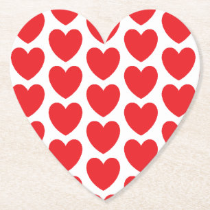 Cute Red Hearts Pattern Cust. BG Heart Coaster