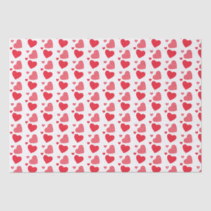Cute Red Hearts Pattern On White Tissue Paper