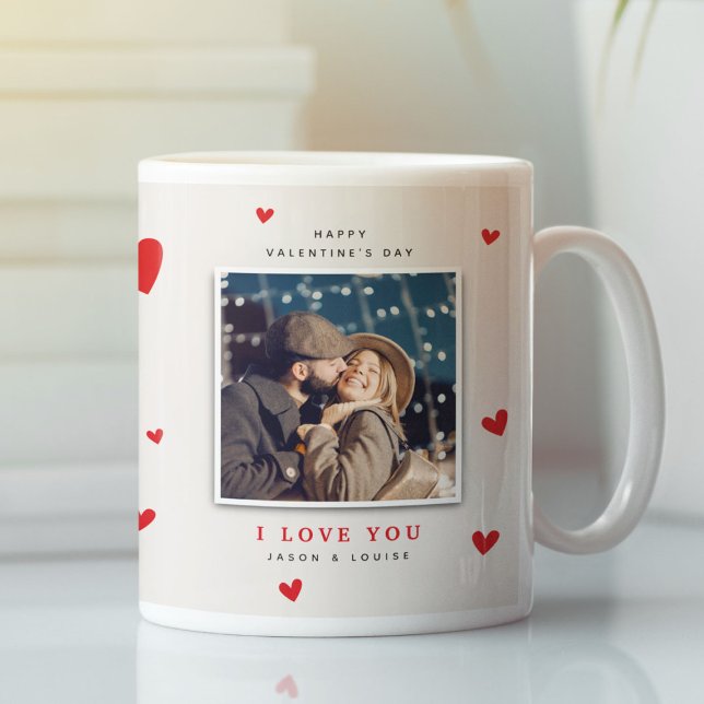 Cute Red Hearts Photo Valentines Coffee Mug (Creator Uploaded)