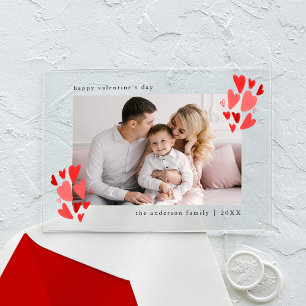 Cute Red Hearts Photo Valentine's Day Acrylic Invitations