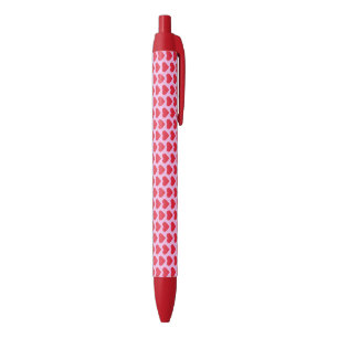 ❤️ Cute Red Hearts Pink Black Ink Pen