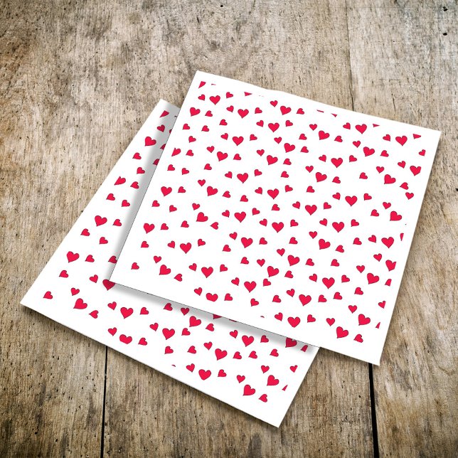 Cute Red Hearts Simple Minimalist Pattern Napkin (Cute Red Hearts Simple Patterned Classic Napkin )