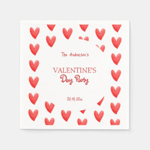Cute Red Hearts Valentine's Day Party Napkin