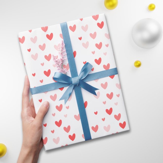 Cute Red Hearts Valentine's Day  Wrapping Paper (Creator Uploaded)