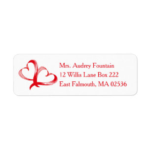 Cute Red Hearts Valentines Wedding Love Return Address Label