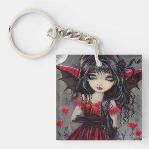 Cute Red Hearts Vampire Fairy Key Ring