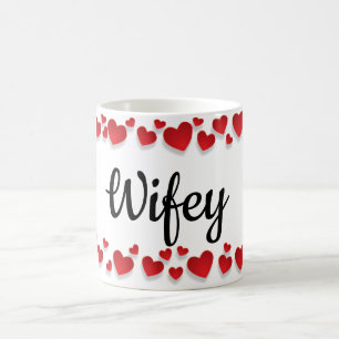 Cute Red Hearts Wifey Coffee Mug