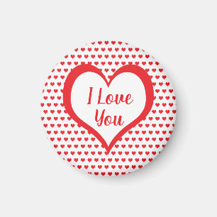 Cute Red Hearts with Red & White Hearts Monogram Magnet