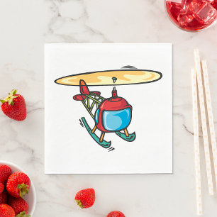 Cute Red Helicopter Fun Aviation Design Napkin