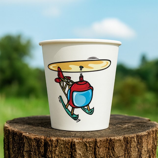 Cute Red Helicopter Fun Aviation Design  Paper Cups (Creator Uploaded)
