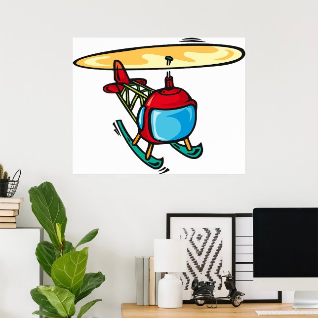 Cute Red Helicopter Fun Aviation Design  Poster (Creator Uploaded)