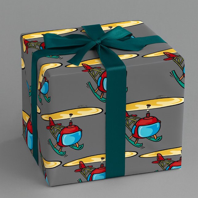 Cute Red Helicopter Fun Aviation Design  Wrapping Paper (Creator Uploaded)