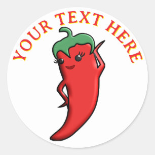 Cute Red Hot Pepper Kawaii Custom Classic Round Sticker