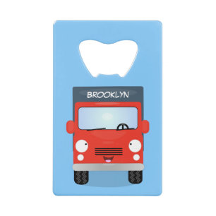 Cute red kawaii truck cartoon illustration