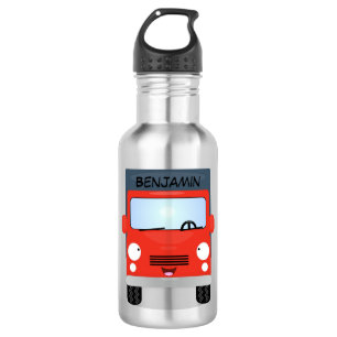 Cute red kawaii truck cartoon illustration 532 ml water bottle