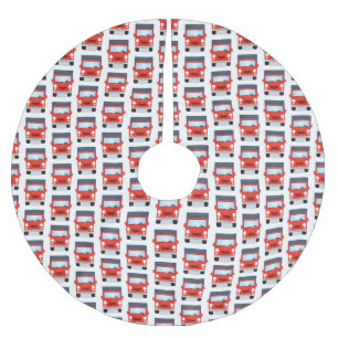Cute red kawaii truck cartoon illustration brushed polyester tree skirt