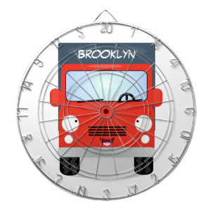 Cute red kawaii truck cartoon illustration dartboard