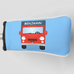 Cute red kawaii truck cartoon illustration golf head cover