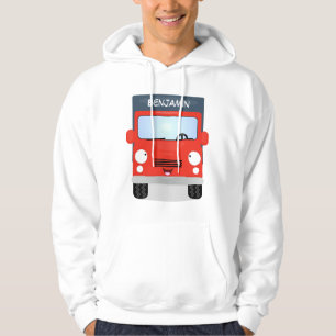 Cute red kawaii truck cartoon illustration hoodie