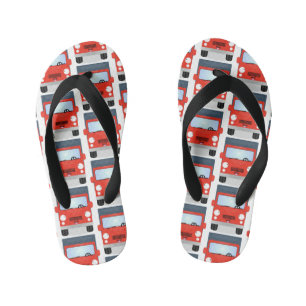Cute red kawaii truck cartoon illustration kid's thongs