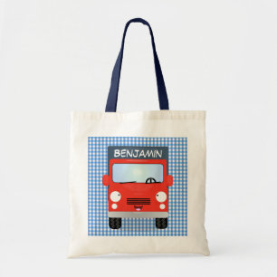 Cute red kawaii truck cartoon illustration library tote bag
