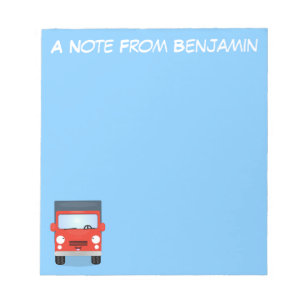 Cute red kawaii truck cartoon illustration notepad
