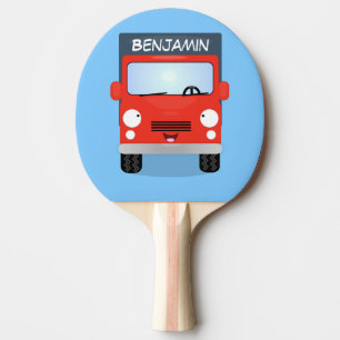 Cute red kawaii truck cartoon illustration ping pong paddle