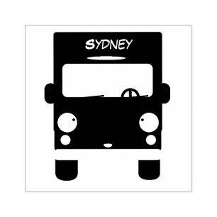 Cute red kawaii truck cartoon illustration rubber stamp